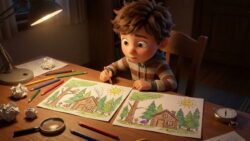 Spot the Difference Challenge: Find 3 Changes in This Boy Drawing in 7 Seconds