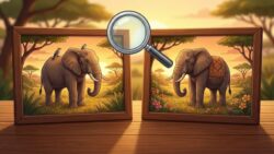 Observation Game: Spot Differences in Elephant Pictures