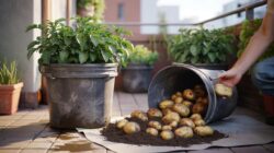 An ordinary bucket can produce a bumper potato harvest