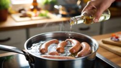 Why a splash of vinegar in the cooking water keeps sausages from bursting