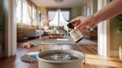 Add just two drops to your mop bucket and your home will smell amazing for days, with no vinegar and no lemon needed for the effect